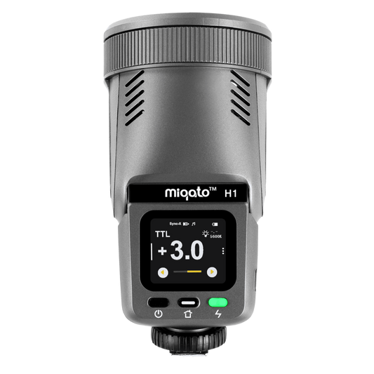 Miqato H1 Round Head HSS TTL LED Speedlite Flash (Universal/Sony) Metallic Grey