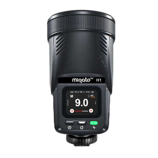 Miqato H1 Round Head HSS TTL LED Speedlite Flash (Universal/Sony) Gemstone Black