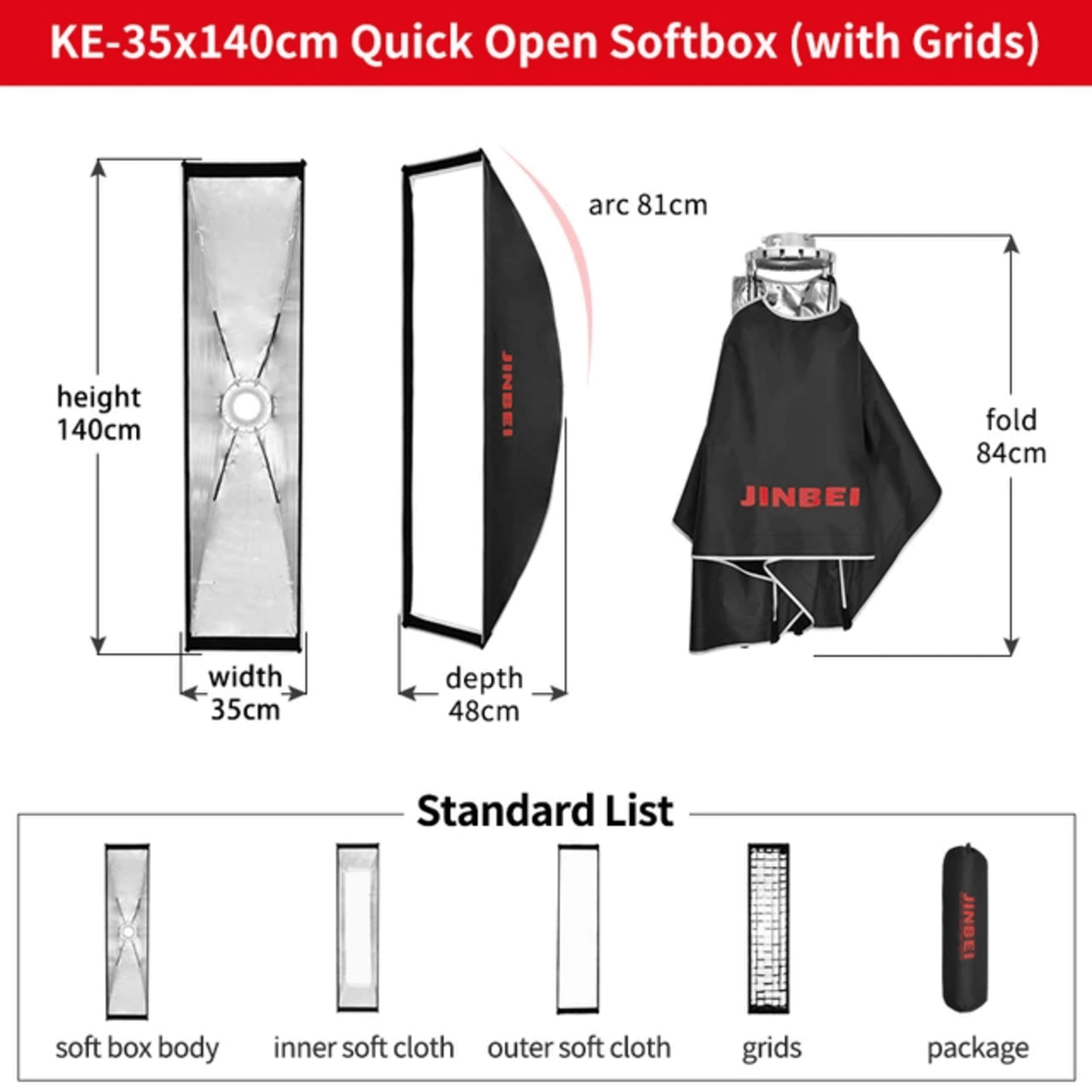 KE-25*100/KE-35*140/KE-40*180 Quick Open Softbox