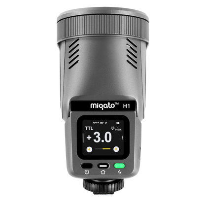 Miqato H1 Round Head HSS TTL LED Speedlite Flash (Universal/Sony) Metallic Grey