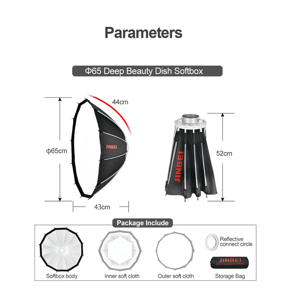65/85/105 Quick Open Beauty Dish Softbox